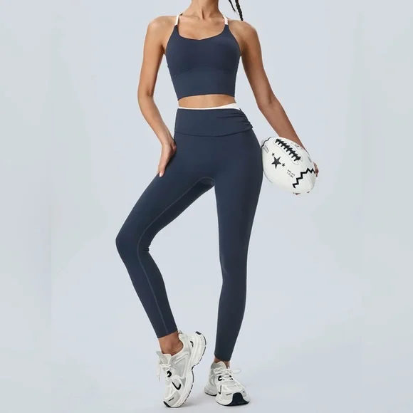 Berlook Activewear Navy Halter Sports Bra - Light Support - Picture 4 of 7